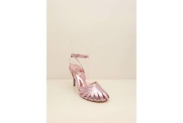 Elegant women's sandal closed at the toe in laminated faux leather - ROSA