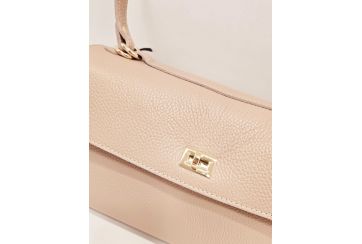 Borsa in vera pelle semirigida con unico manico a spalla - BEIGE